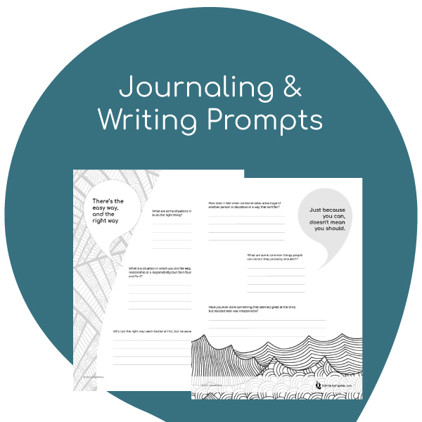 Journaling Writing Prompts for social emotional learning high school SEL