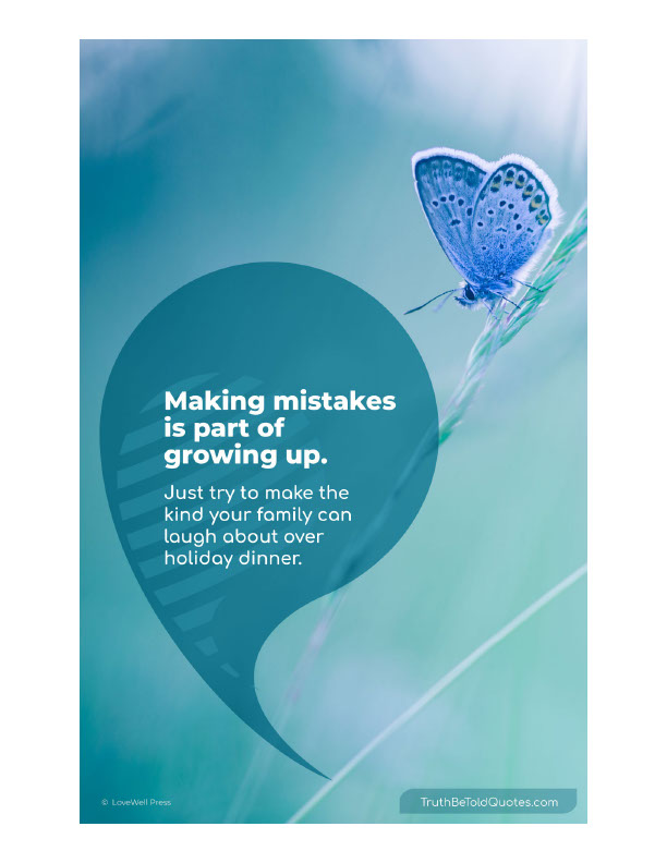 Free printable poster for high school counselor / social emotional learning with quote about making mistakes