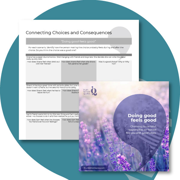 high school social emotional learning worksheet-based activity connecting healthy choices and consequences