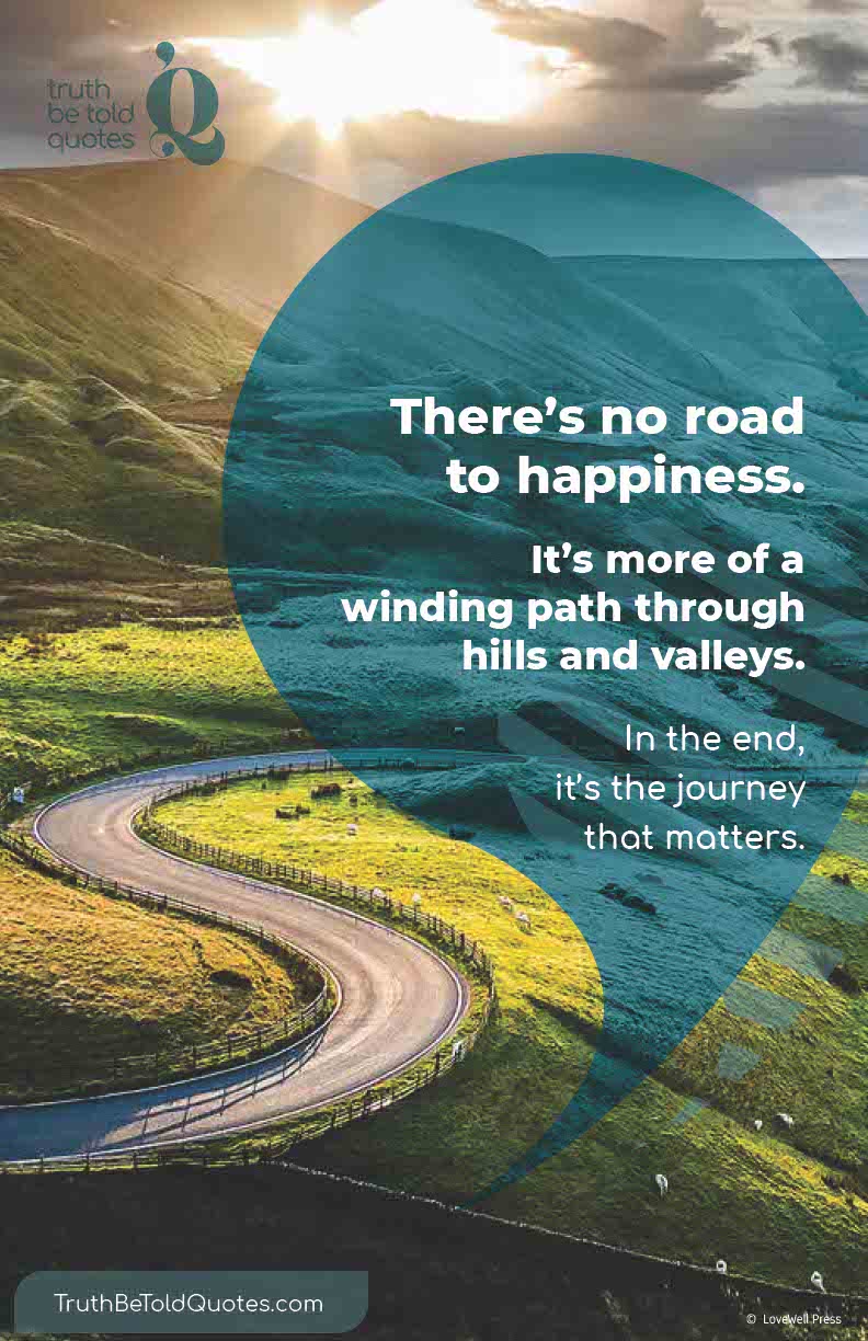 Free poster with quote about the road to happiness for teen SEL